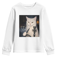 Funny Stoner Cat Youth Sweatshirt 420 Stoner Smoking Cat Cannabis Lover Meme
