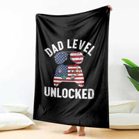 Dad Level Unlocked Throw Blanket New Dad Gamer American Flag 4th of July