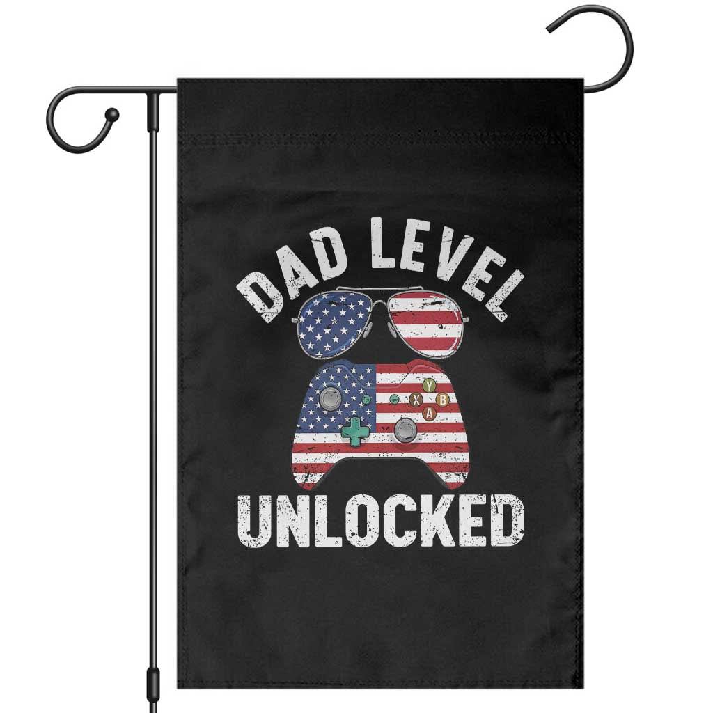 Dad Level Unlocked Garden Flag New Dad Gamer American Flag 4th of July