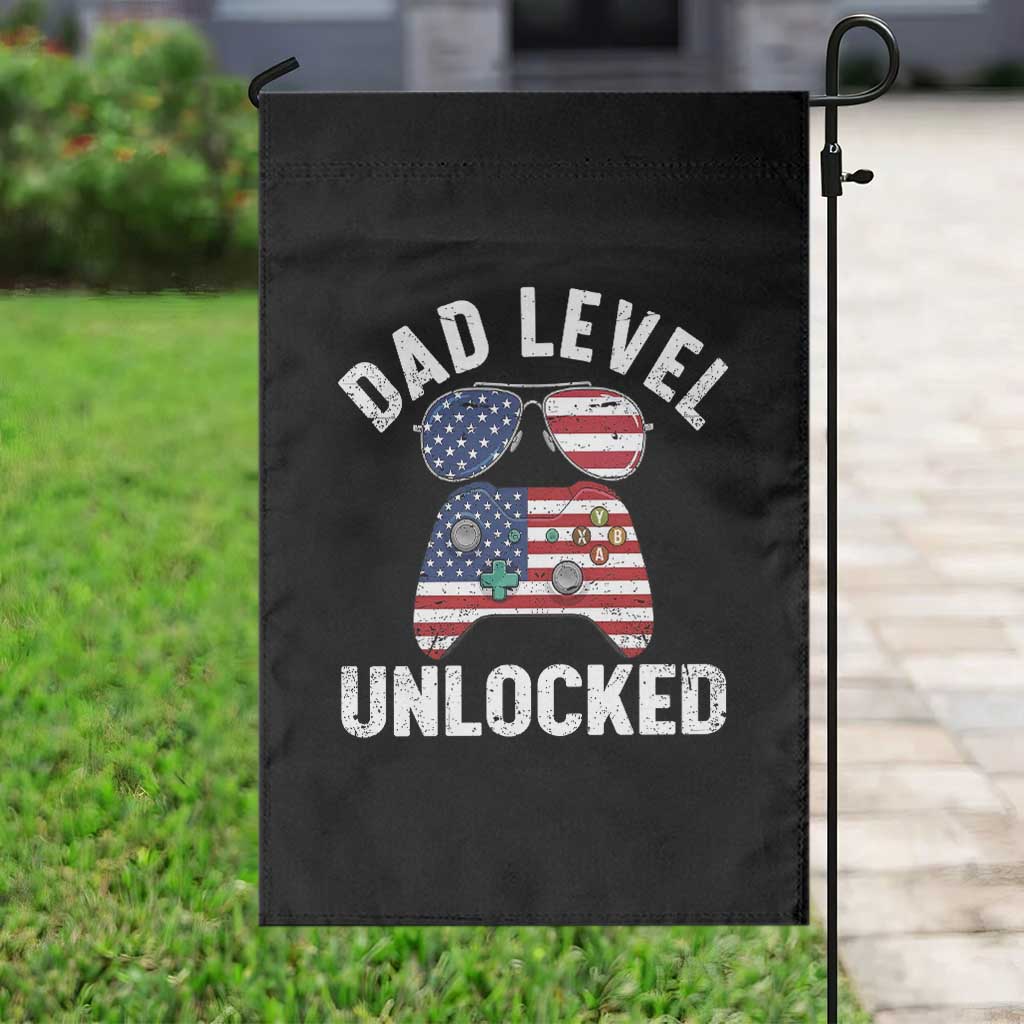 Dad Level Unlocked Garden Flag New Dad Gamer American Flag 4th of July