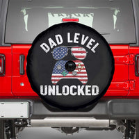Dad Level Unlocked Spare Tire Cover New Dad Gamer American Flag 4th of July