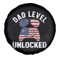 Dad Level Unlocked Spare Tire Cover New Dad Gamer American Flag 4th of July