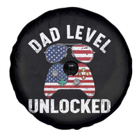 Dad Level Unlocked Spare Tire Cover New Dad Gamer American Flag 4th of July