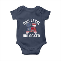 Dad Level Unlocked Baby Onesie New Dad Gamer American Flag 4th of July