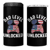 Dad Level Unlocked 4 in 1 Can Cooler Tumbler New Dad Gamer American Flag 4th of July