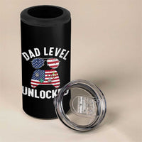 Dad Level Unlocked 4 in 1 Can Cooler Tumbler New Dad Gamer American Flag 4th of July