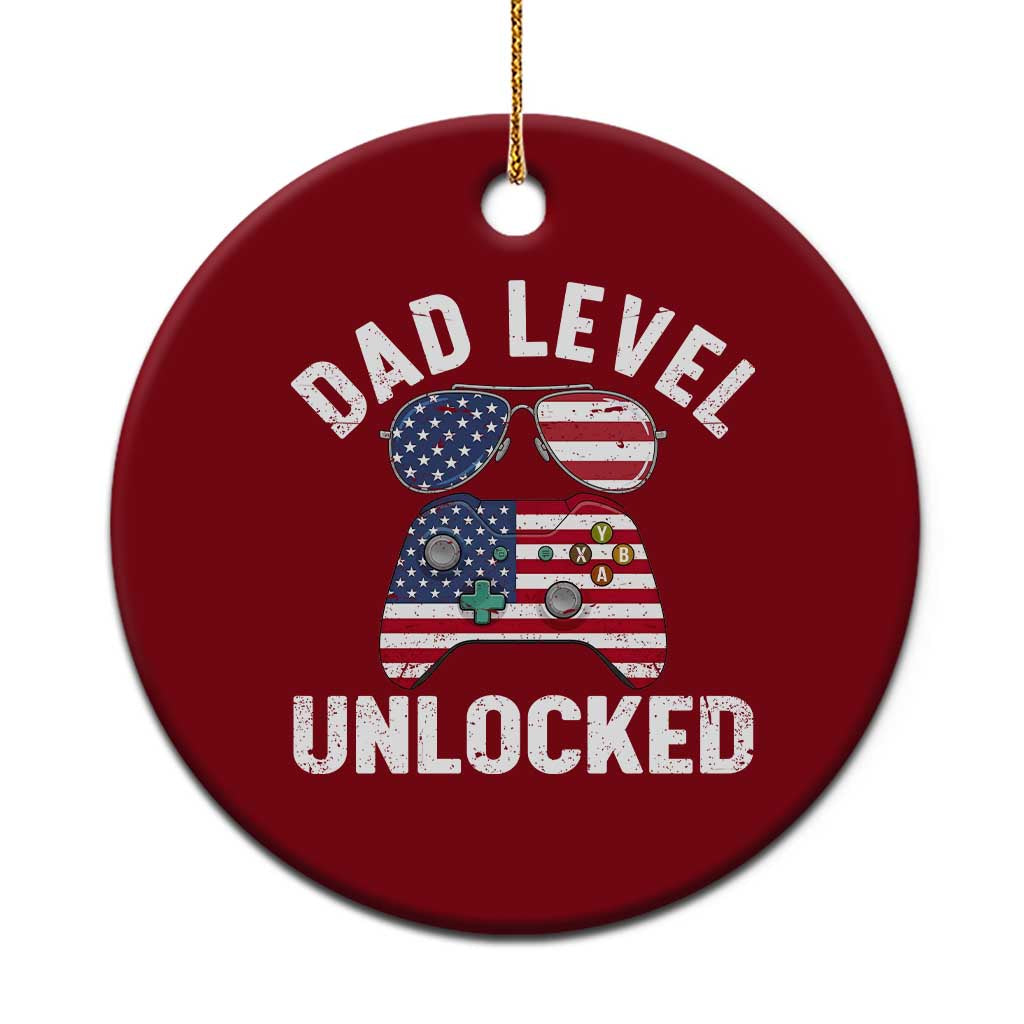 Dad Level Unlocked Ceramic Ornament New Dad Gamer American Flag 4th of July