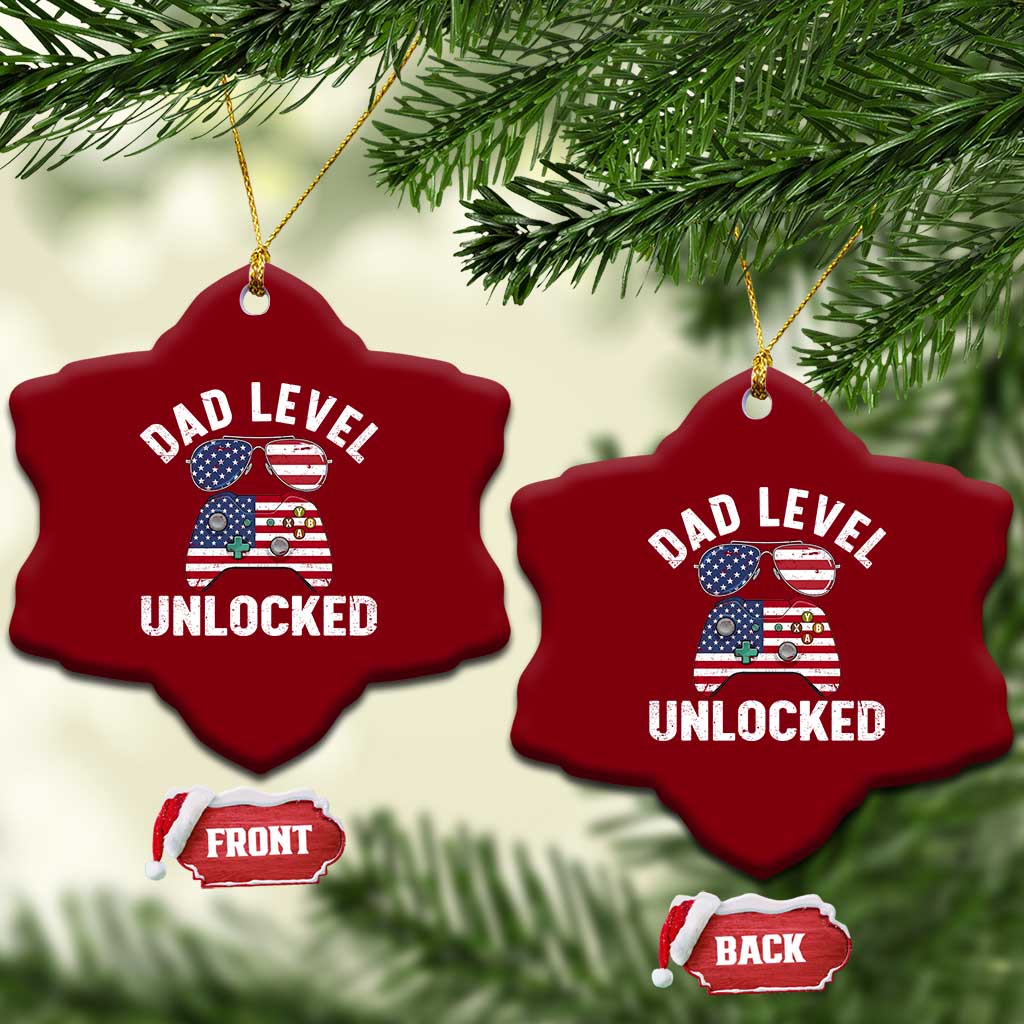 Dad Level Unlocked Ceramic Ornament New Dad Gamer American Flag 4th of July