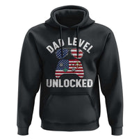 Dad Level Unlocked Hoodie New Dad Gamer American Flag 4th of July