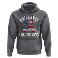 Dad Level Unlocked Hoodie New Dad Gamer American Flag 4th of July