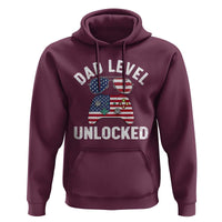 Dad Level Unlocked Hoodie New Dad Gamer American Flag 4th of July