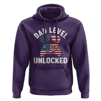 Dad Level Unlocked Hoodie New Dad Gamer American Flag 4th of July