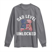 Dad Level Unlocked Long Sleeve Shirt New Dad Gamer American Flag 4th of July