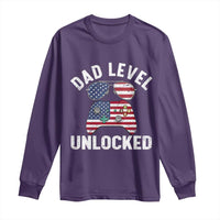 Dad Level Unlocked Long Sleeve Shirt New Dad Gamer American Flag 4th of July