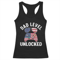 Dad Level Unlocked Racerback Tank Top New Dad Gamer American Flag 4th of July