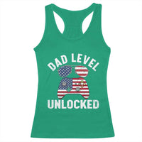 Dad Level Unlocked Racerback Tank Top New Dad Gamer American Flag 4th of July