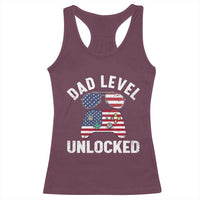 Dad Level Unlocked Racerback Tank Top New Dad Gamer American Flag 4th of July