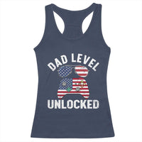 Dad Level Unlocked Racerback Tank Top New Dad Gamer American Flag 4th of July