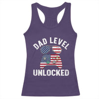 Dad Level Unlocked Racerback Tank Top New Dad Gamer American Flag 4th of July