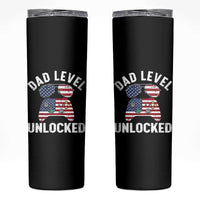Dad Level Unlocked Skinny Tumbler New Dad Gamer American Flag 4th of July