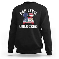 Dad Level Unlocked Sweatshirt New Dad Gamer American Flag 4th of July