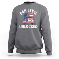 Dad Level Unlocked Sweatshirt New Dad Gamer American Flag 4th of July