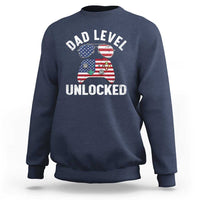 Dad Level Unlocked Sweatshirt New Dad Gamer American Flag 4th of July