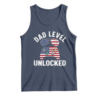 Dad Level Unlocked Tank Top New Dad Gamer American Flag 4th of July