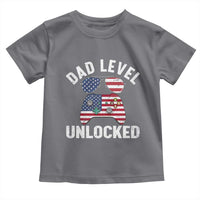 Dad Level Unlocked Toddler T Shirt New Dad Gamer American Flag 4th of July