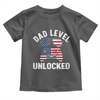 Dad Level Unlocked Toddler T Shirt New Dad Gamer American Flag 4th of July