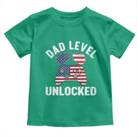 Dad Level Unlocked Toddler T Shirt New Dad Gamer American Flag 4th of July