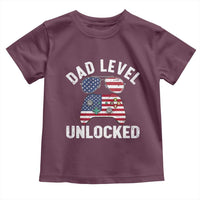 Dad Level Unlocked Toddler T Shirt New Dad Gamer American Flag 4th of July