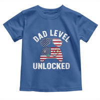 Dad Level Unlocked Toddler T Shirt New Dad Gamer American Flag 4th of July