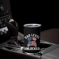 Dad Level Unlocked Tumbler Cup New Dad Gamer American Flag 4th of July