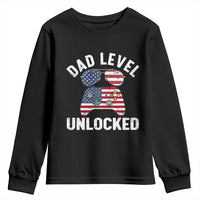Dad Level Unlocked Youth Sweatshirt New Dad Gamer American Flag 4th of July