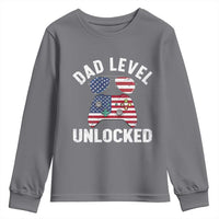 Dad Level Unlocked Youth Sweatshirt New Dad Gamer American Flag 4th of July