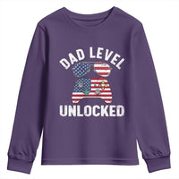 Dad Level Unlocked Youth Sweatshirt New Dad Gamer American Flag 4th of July