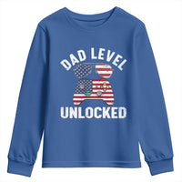 Dad Level Unlocked Youth Sweatshirt New Dad Gamer American Flag 4th of July