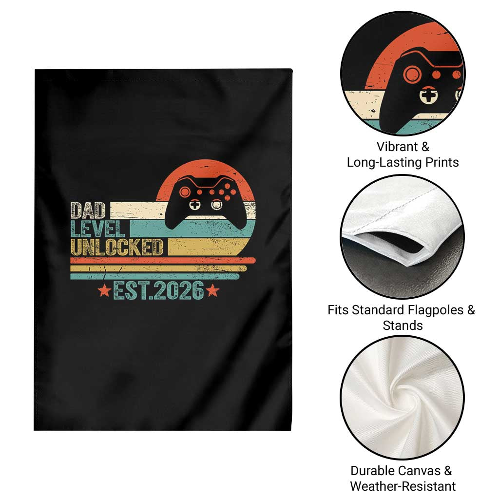 Dad Level Unlocked Garden Flag Funny New Dad Gaming Gamer 2026