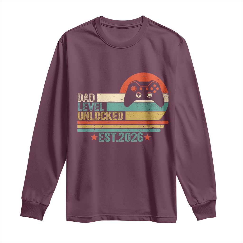 Dad Level Unlocked Long Sleeve Shirt Funny New Dad Gaming Gamer 2026