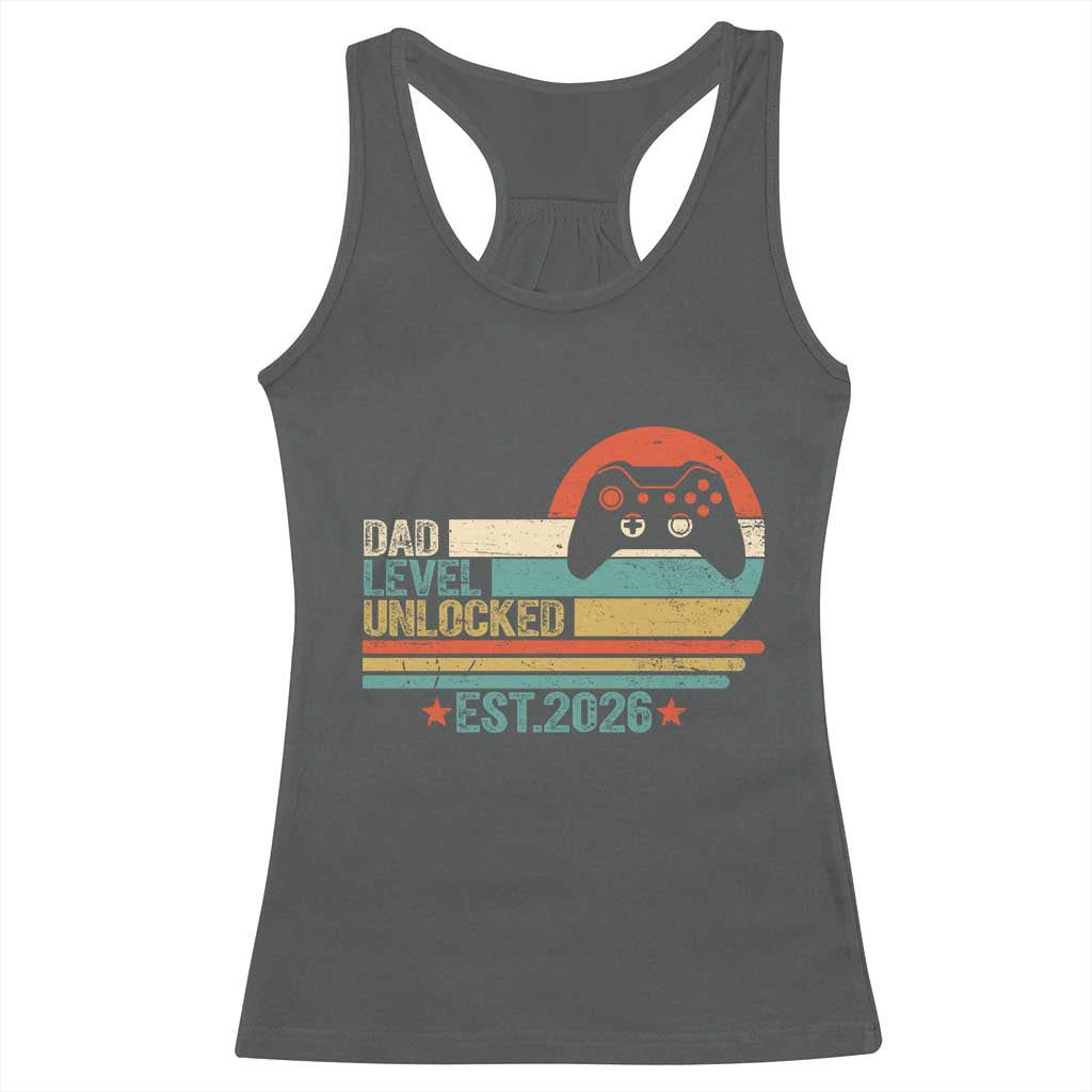 Dad Level Unlocked Racerback Tank Top Funny New Dad Gaming Gamer 2026