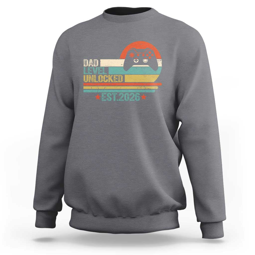 Dad Level Unlocked Sweatshirt Funny New Dad Gaming Gamer 2026