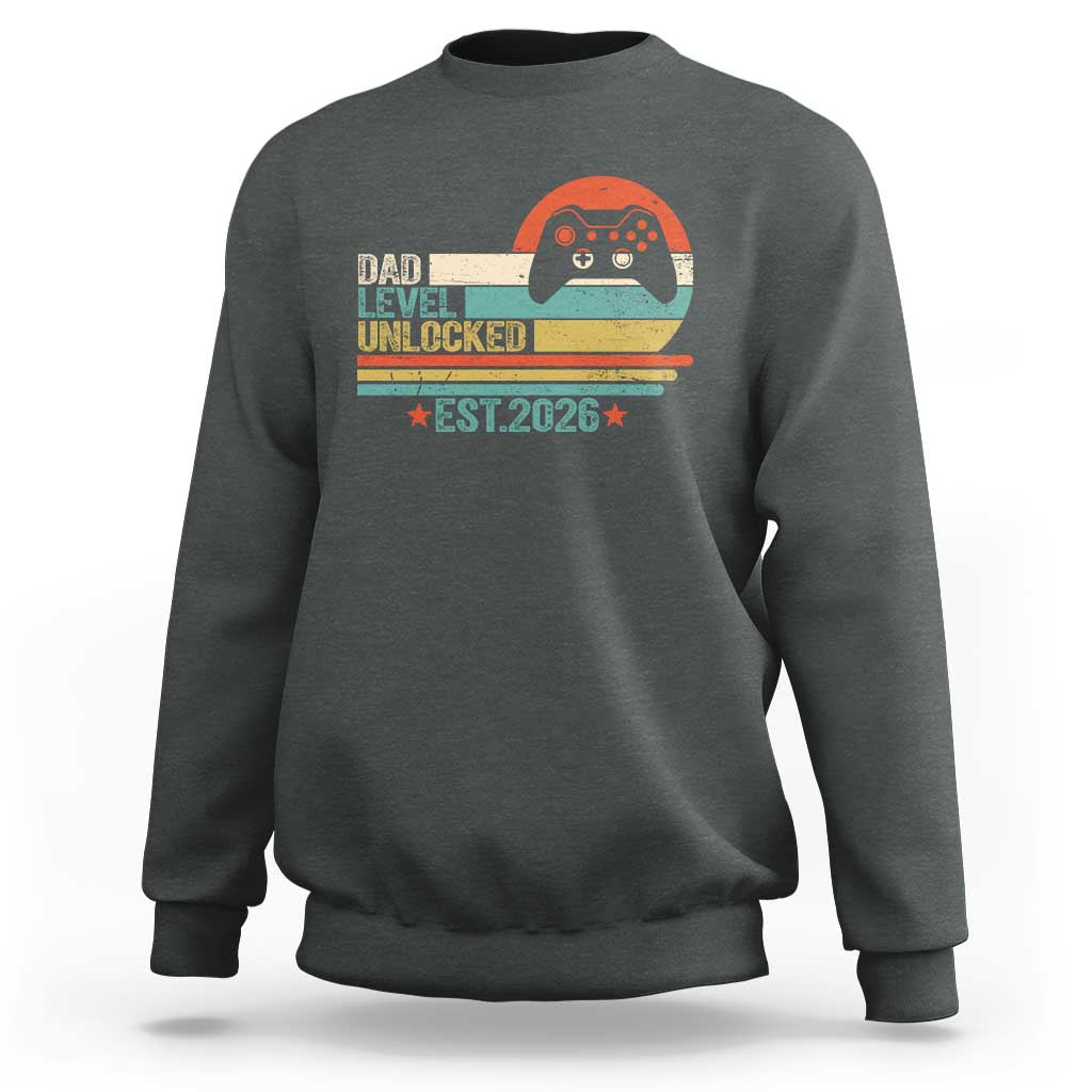 Dad Level Unlocked Sweatshirt Funny New Dad Gaming Gamer 2026