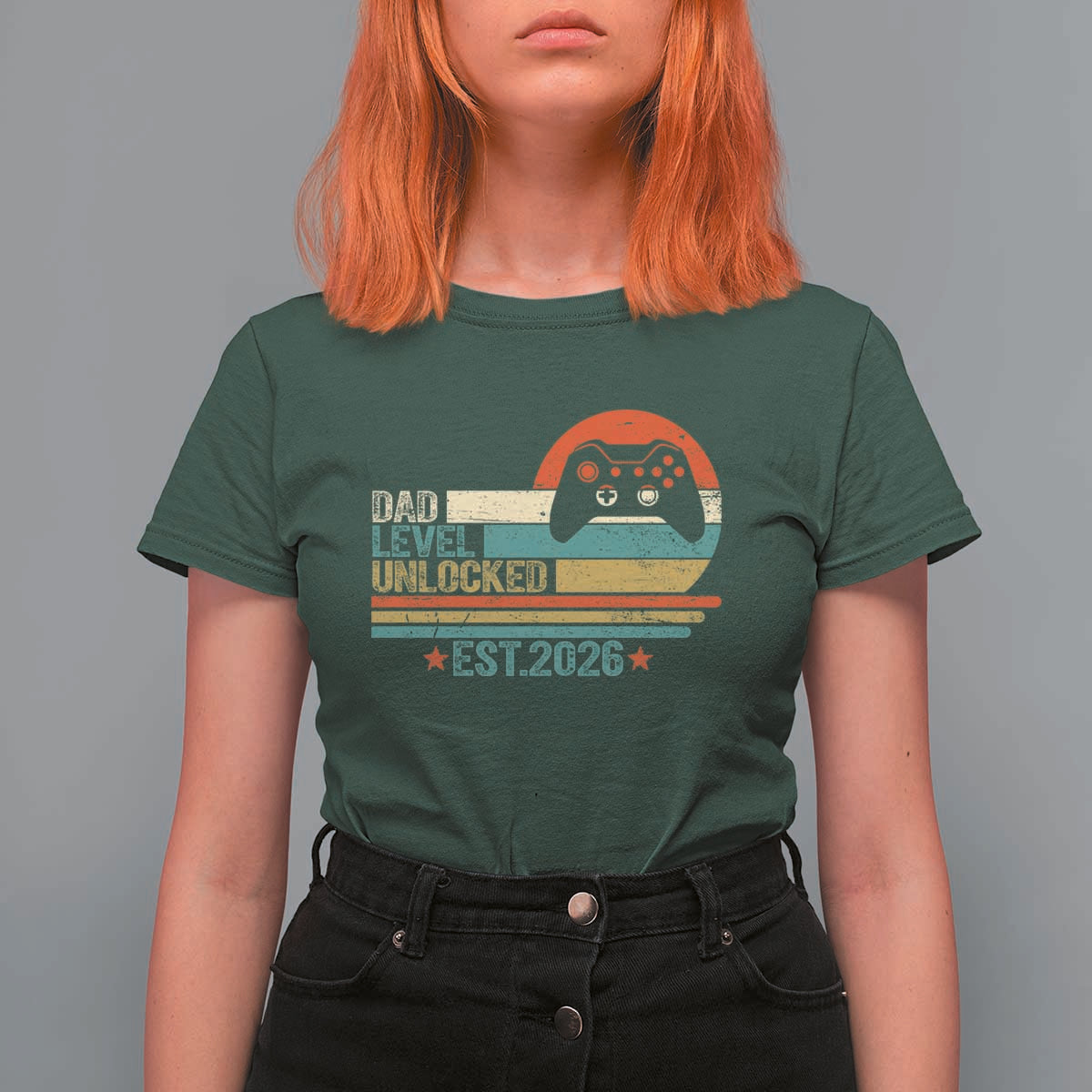 Dad Level Unlocked T Shirt For Women Funny New Dad Gaming Gamer 2026