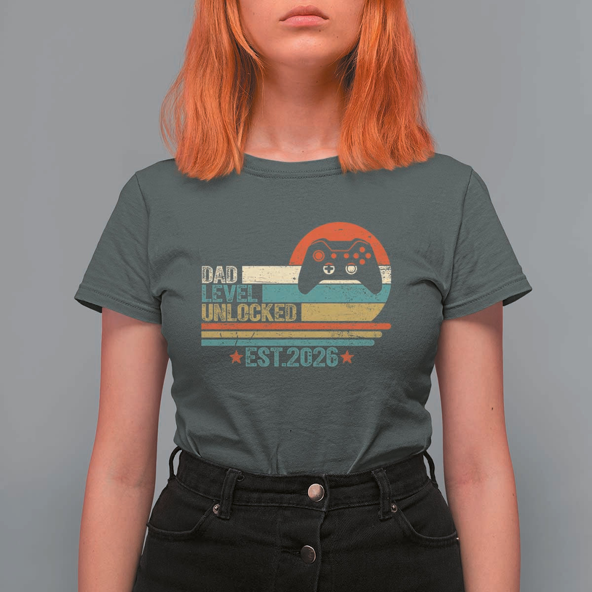 Dad Level Unlocked T Shirt For Women Funny New Dad Gaming Gamer 2026