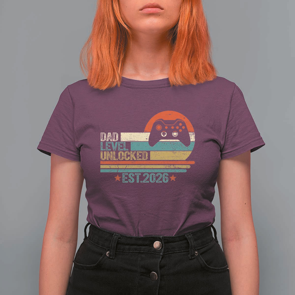 Dad Level Unlocked T Shirt For Women Funny New Dad Gaming Gamer 2026