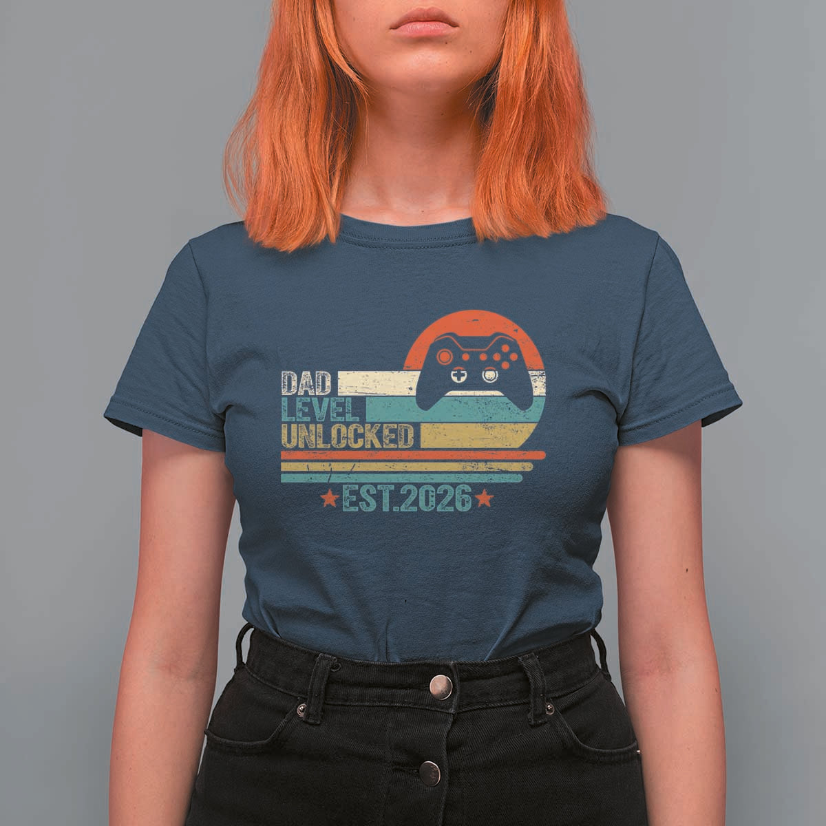 Dad Level Unlocked T Shirt For Women Funny New Dad Gaming Gamer 2026