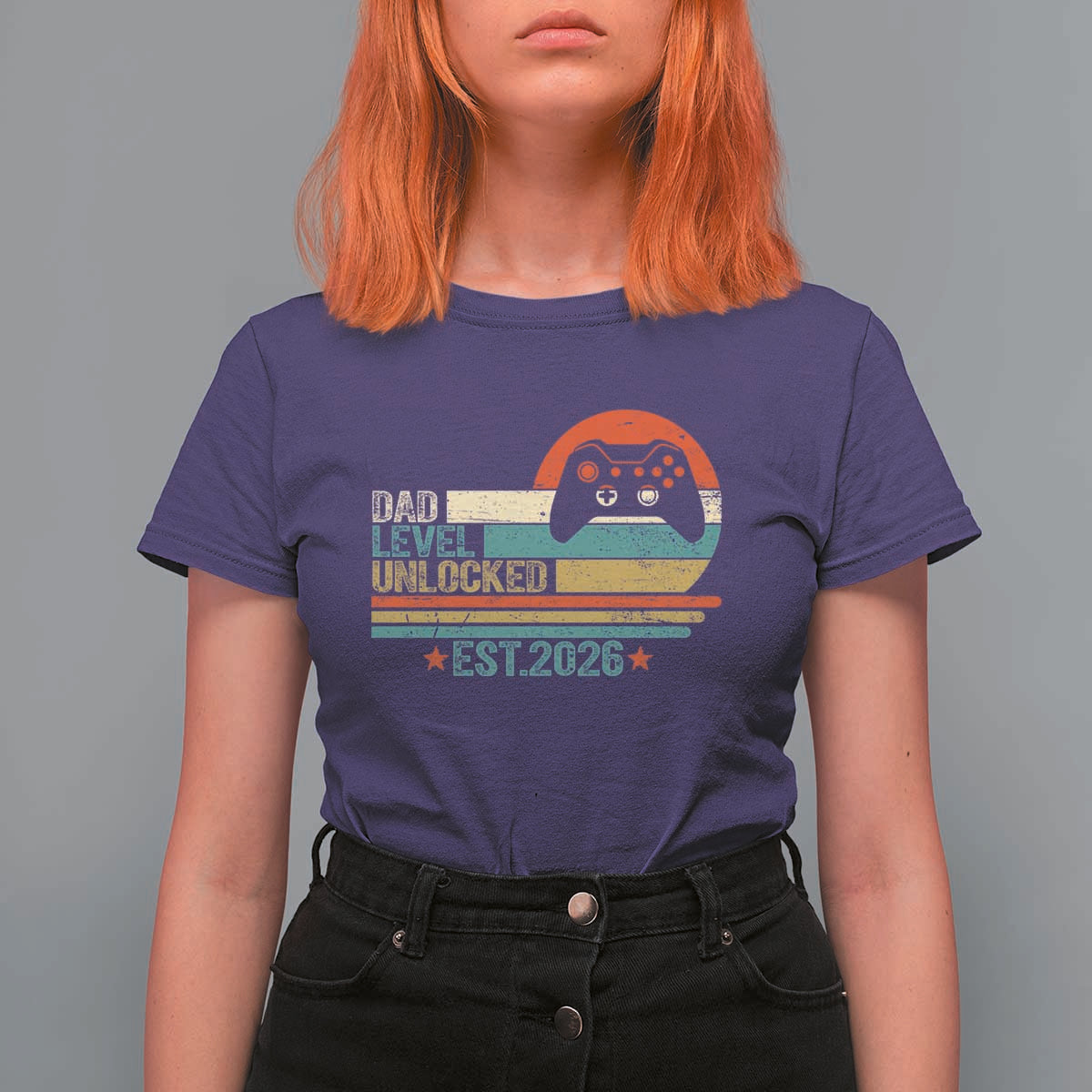 Dad Level Unlocked T Shirt For Women Funny New Dad Gaming Gamer 2026