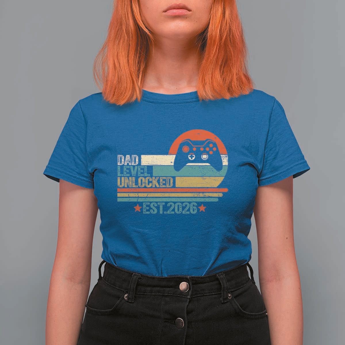 Dad Level Unlocked T Shirt For Women Funny New Dad Gaming Gamer 2026