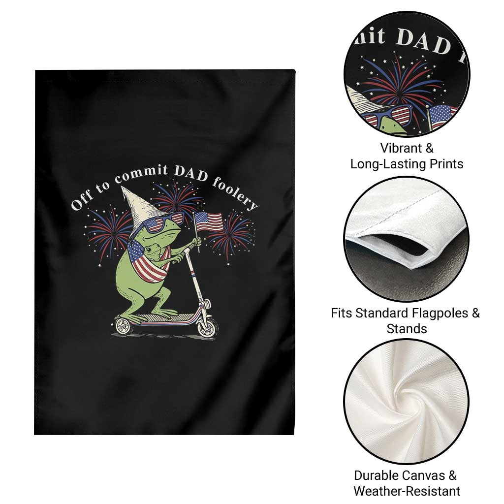 New Dad Frog 4th of July Garden Flag Off to Commit Dad Foolery